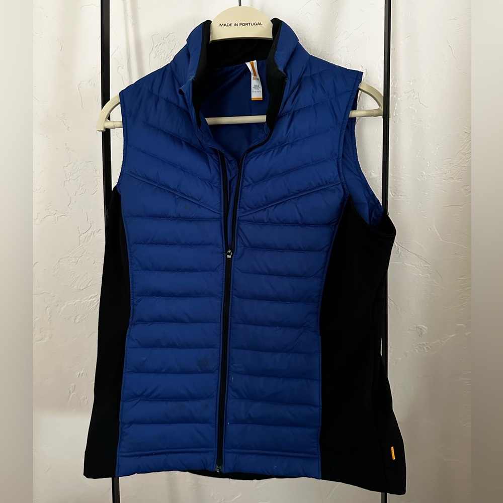 Lucy Blue & Black Athletic Puffer Vest